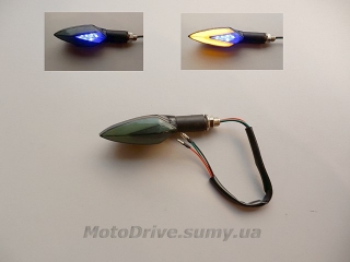 Поворот мото LED (L-122 мм, желтый + габарит, 1 шт).