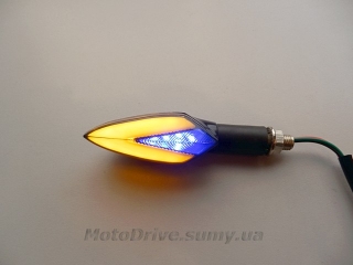 Поворот мото LED (L-122 мм, желтый + габарит, 1 шт).