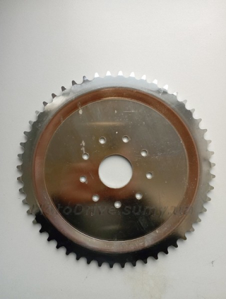 Зірка трансмісії (задня) веломотора 52 зуби.