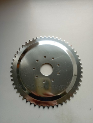 Зірка трансмісії (задня) веломотора 52 зуби.